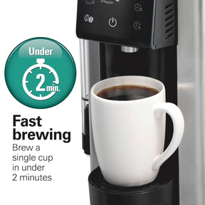 Hamilton Beach FlexBrew Advanced 5-in-1, programmierbare Filterkaffeemaschine für 12 Tassen und Einzelportionen für Heiß- und Eiskaffee mit beweglichem 60-oz-Wasserbehälter, Verwendung von Padpackungen und Kaffeesatz, schnelles Brühen, schwarz (49924)