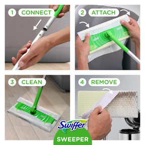 Swiffer Sweeper 2-in-1 Dry + Wet Floor Mopping and Sweeping Kit, Multi-Surface Kit for Floor Cleaning, Kit Includes 1 Sweeper, 14 Dry Sweeping Cloths, 5 Wet Mopping Cloths