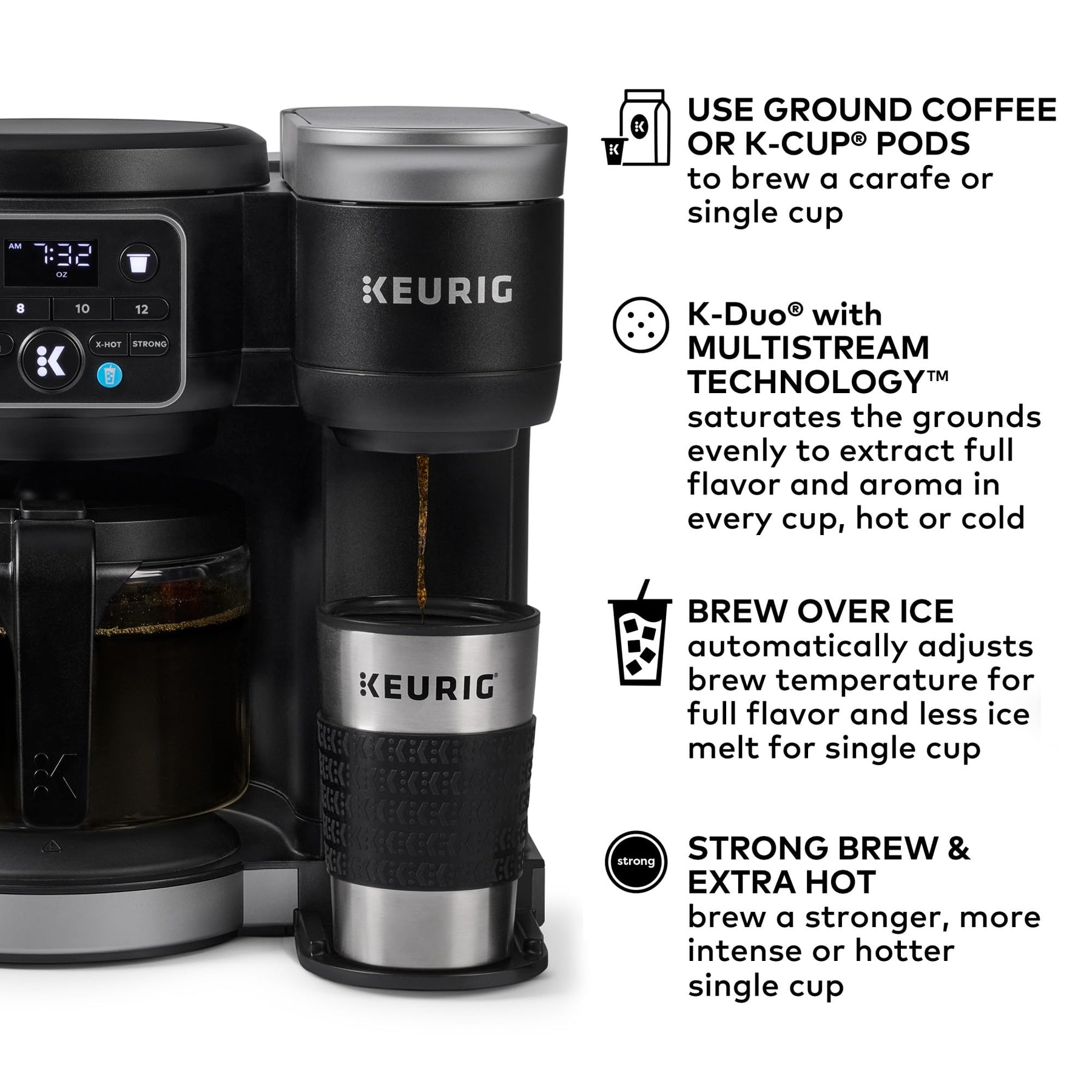 Keurig K-Duo Hot &amp; Iced Einzelportions- und Karaffe-Kaffeemaschine, MultiStream-Technologie, 72-oz-Tank (Gen 2)