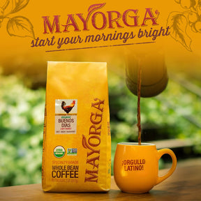 Mayorga Coffee Buenos Días Blend, 2 lb bag - Light Roast Coffee - Organic Coffee - 100% Arabica Whole Beans - Sweet Passion Fruit Notes, Smooth Finish - Specialty Grade, Non-GMO, Direct Trade