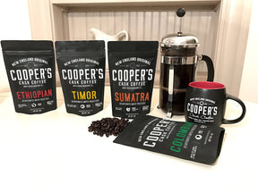 Gourmet Decaffeinated Coffee Sampler Gift Box Set | Whole Bean Coffee 4 bags, Ethiopian, Colombian, Timor, Sumatra Water Processed (Whole Bean, 16oz Decaf)