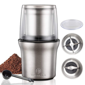 DR MILLS DM-7412M Stainless Steel Electric Dried Spice and Coffee Grinder,2 in 1 Wet and Dry, Removable Cups, Dishwasher Safe