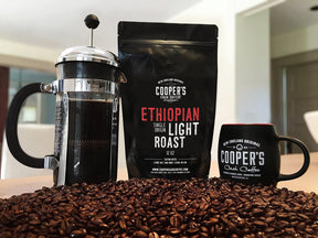 Ethiopian Bold Light Roast Coffee, Gourmet Single-Origin Coffee Beans from Ethiopia, Whole Bean, 12oz Bag