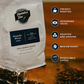 Harmony in Every Sip Bundle: 8oz 100% Jamaica Blue Mountain Whole Bean + 1lb Bespoke Blend Ground Coffee Medium Ground Bundle