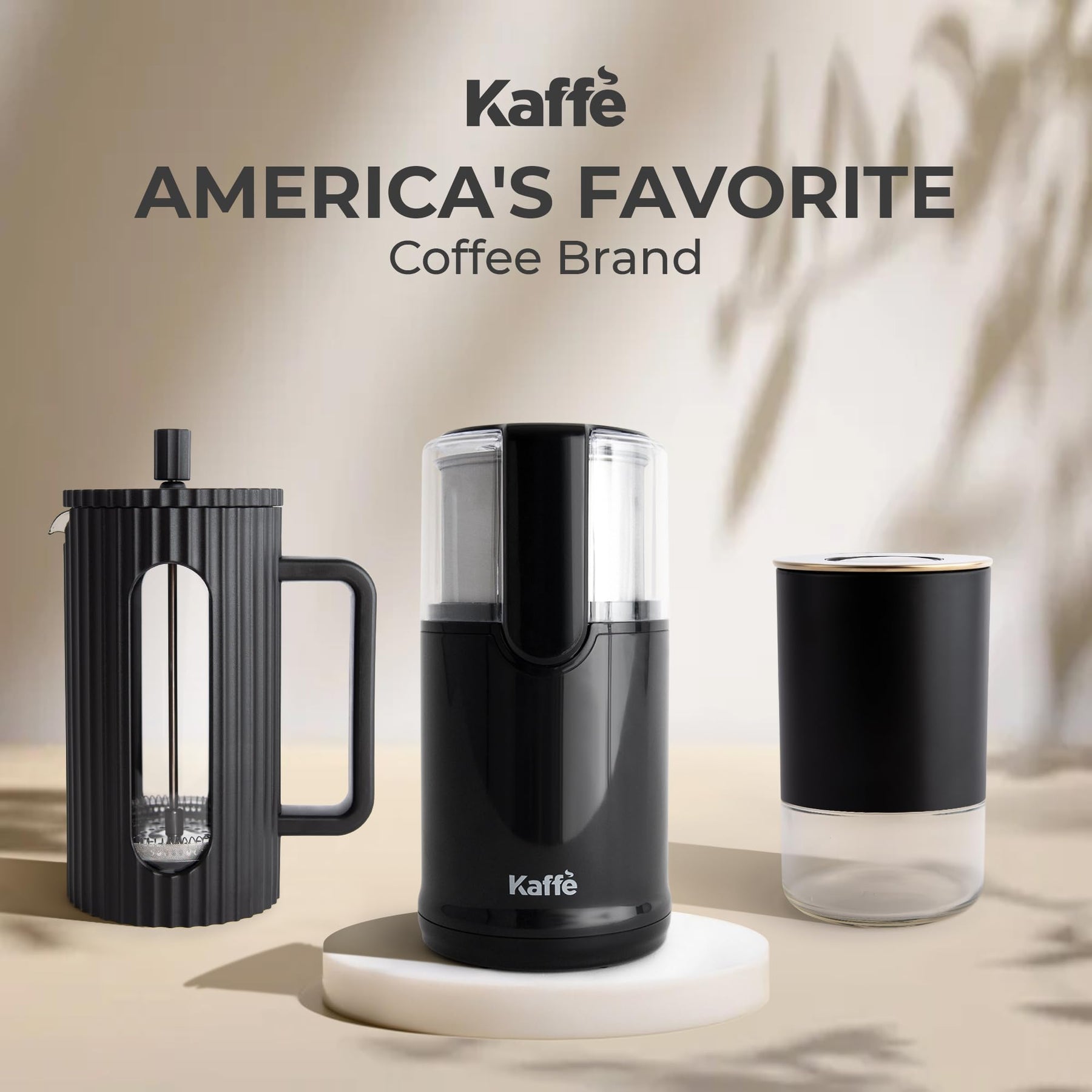 Kaffe 電動コーヒーグラインダー 取り外し可能なカップ付き (3.5オンス) - ブラック - クリーニングブラシ付属 - 家庭用エスプレッソコーヒー豆グラインダー