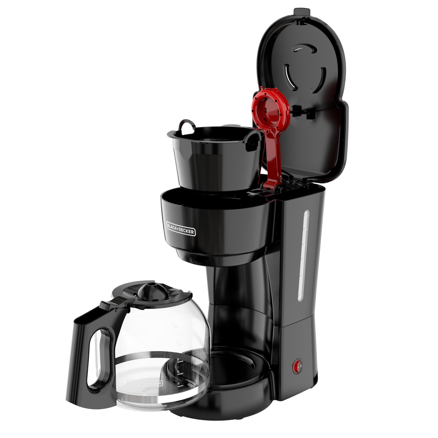 BLACK+DECKER Kaffeemaschine für 12 Tassen, mit einfachem An-/Ausschalter, einfaches Ausgießen, tropffreie Karaffe mit herausnehmbarem Filterkorb, Vortex-Technologie, schwarz