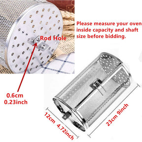 Falytemow ステンレススチール ロティサリーグリル ロースタードラム 12 x 23 cm オーブンバスケット オーブンローストベーキングロータリー ピーナッツ ドライナッツ コーヒー豆 BBQ用