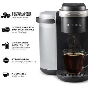 Keurig K-Cafe K-Duo Kaffee-, Latte- und Cappuccinomaschine für Einzelportionen, dunkle Anthrazit