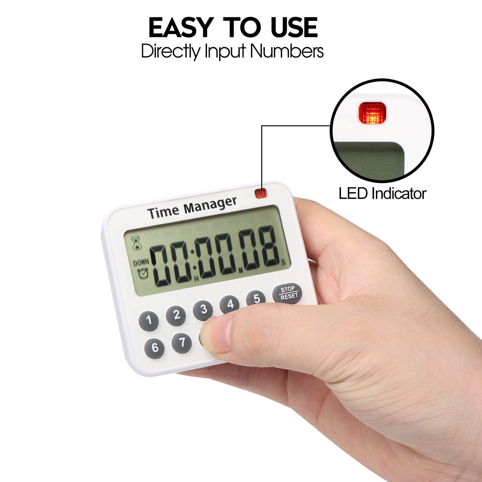 AIMILAR Digitaler Küchentimer – Magnetischer Auf- und Abwärtszähler mit Direkteingabe, lautem Alarm, automatischer Abschaltung und Speicherfunktion, 99 Std. 99 Min. 99 Sek., 10-Tasten-Timer zum Kochen, Trainieren, Spielen