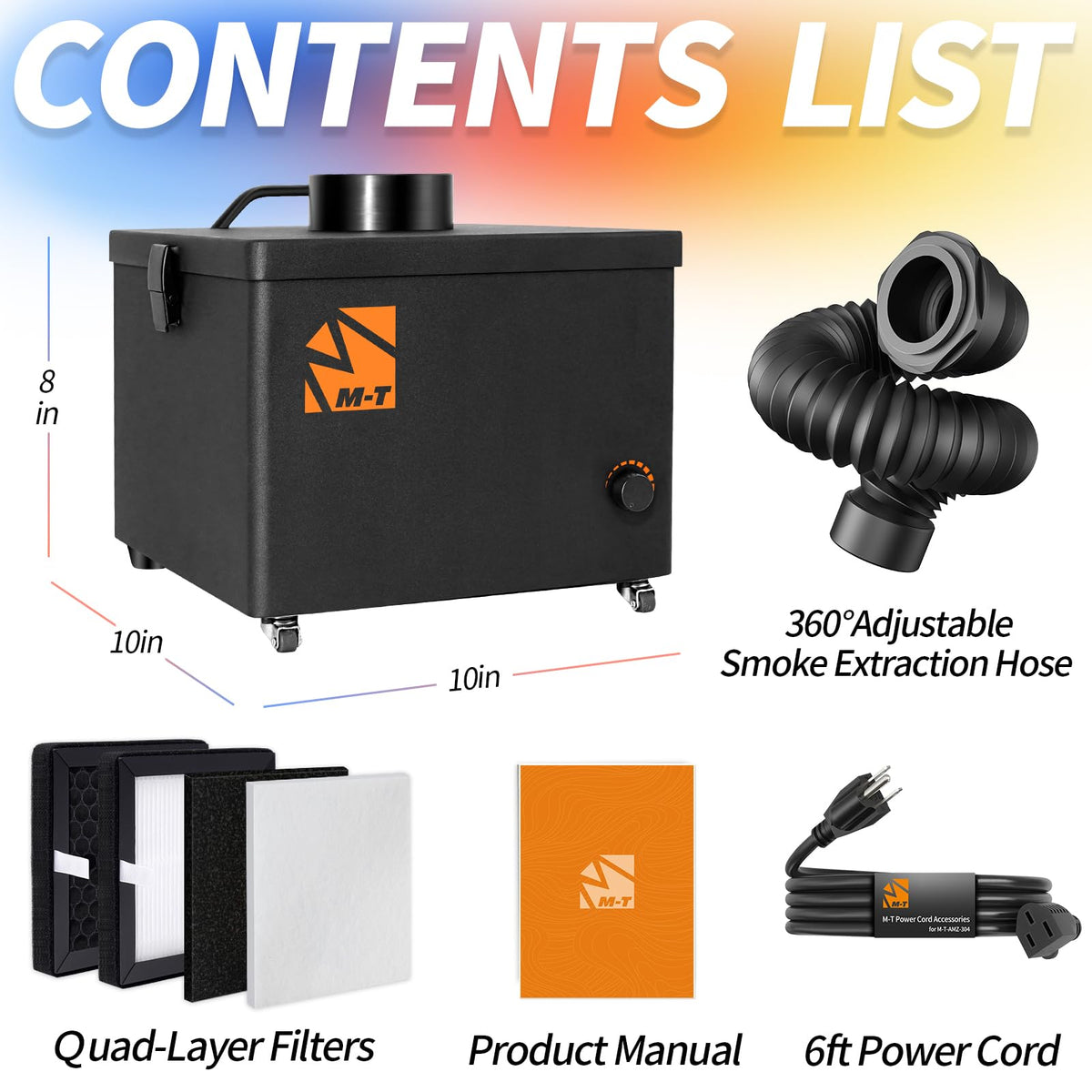 M-T 120W Powerful Fume Extractor for Laser Engraving Cutter, Soldering Iron, DTF, 3D Printing,Nail Salon with Stepless Control & H13 Efficient Quad-Layer Filtration 99.9% Purification Rate