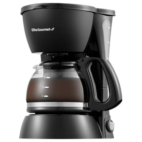 Elite Gourmet EHC4128 Automatische 4-Tassen-Brüh- und Filterkaffeemaschine mit Pause N Serve, Glaskaraffe, wiederverwendbarem Filter, An-/Ausschalter, Warmhaltefunktion, Wasserstandsanzeige, schwarz