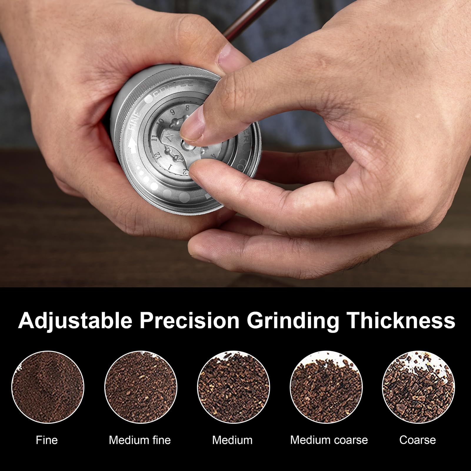 NewlukPro M6 Manual Coffee Grinder,Coffee Burr Grinder with 24 Grinding Settings,Espresso Grinder With Sharp Hexagonal Mill Core & Walnut Handle,Portable Mini Coffee Grinder for Office Travel Camping