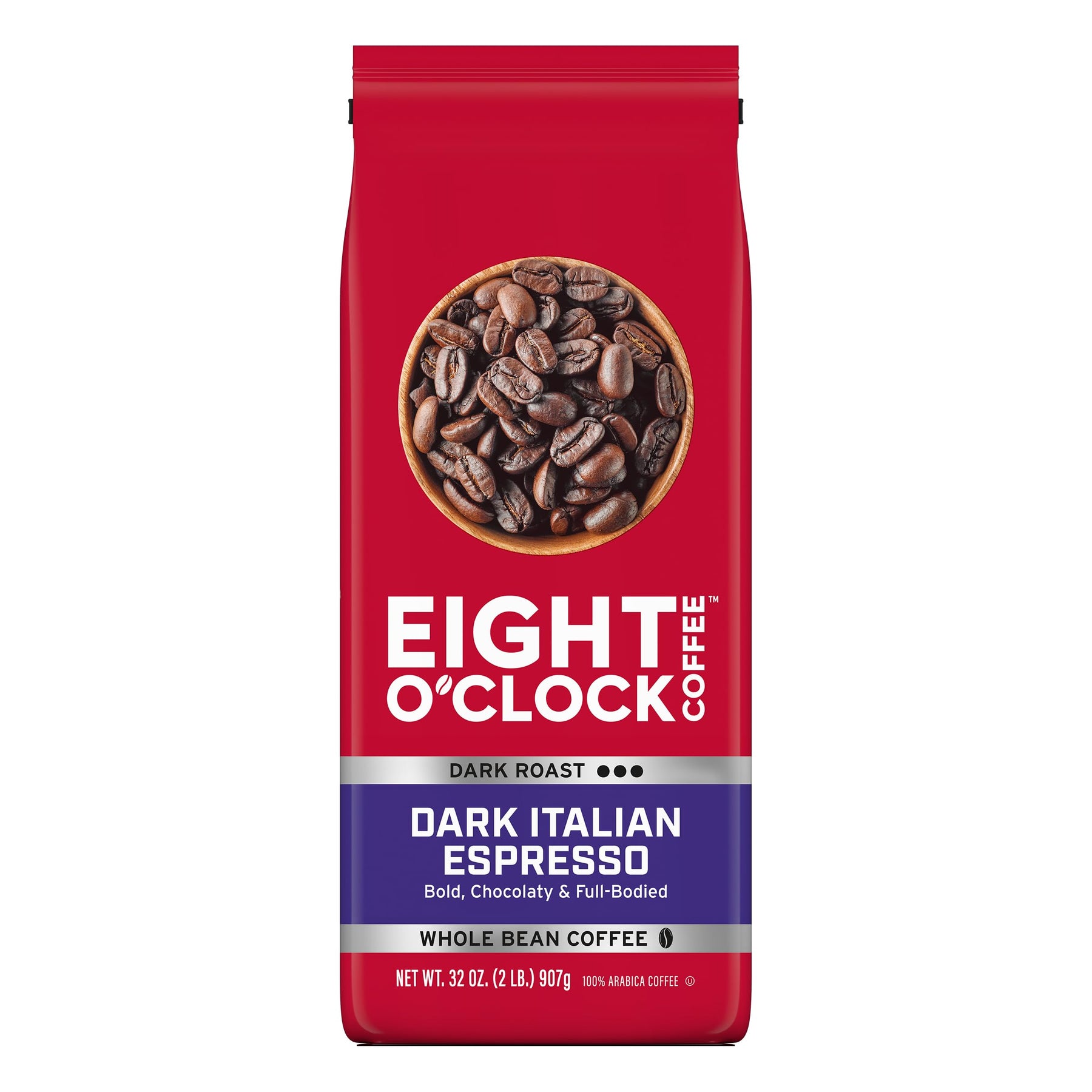 Eight O'Clock Coffee Dunkler italienischer Espresso, 32 Unzen (1er-Pack) Dunkel geröstete ganze Bohne, 100 % Arabica-Kaffee, kräftig und schokoladig