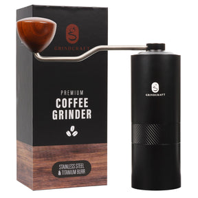 Premium Manual Coffee Grinder with Titanium-Plated Stainless Steel Burr Grinder for coffee beans, espresso, french press and moka pots by GRINDCRAFT; Large 40g capacity