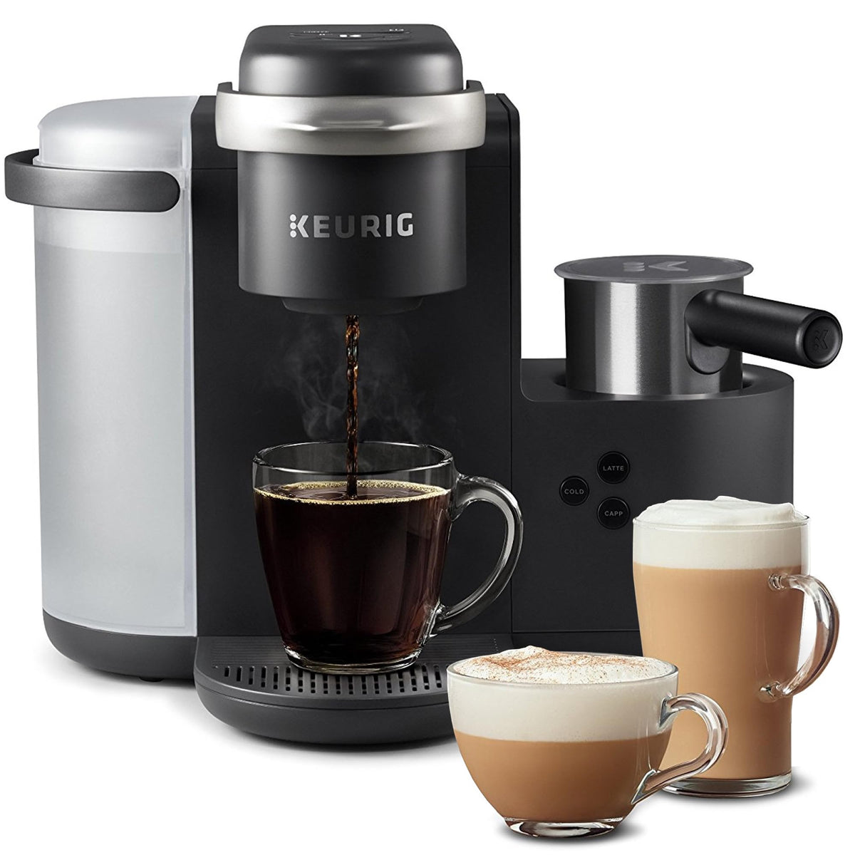 Keurig K-Cafe K-Duo Kaffee-, Latte- und Cappuccinomaschine für Einzelportionen, dunkle Anthrazit