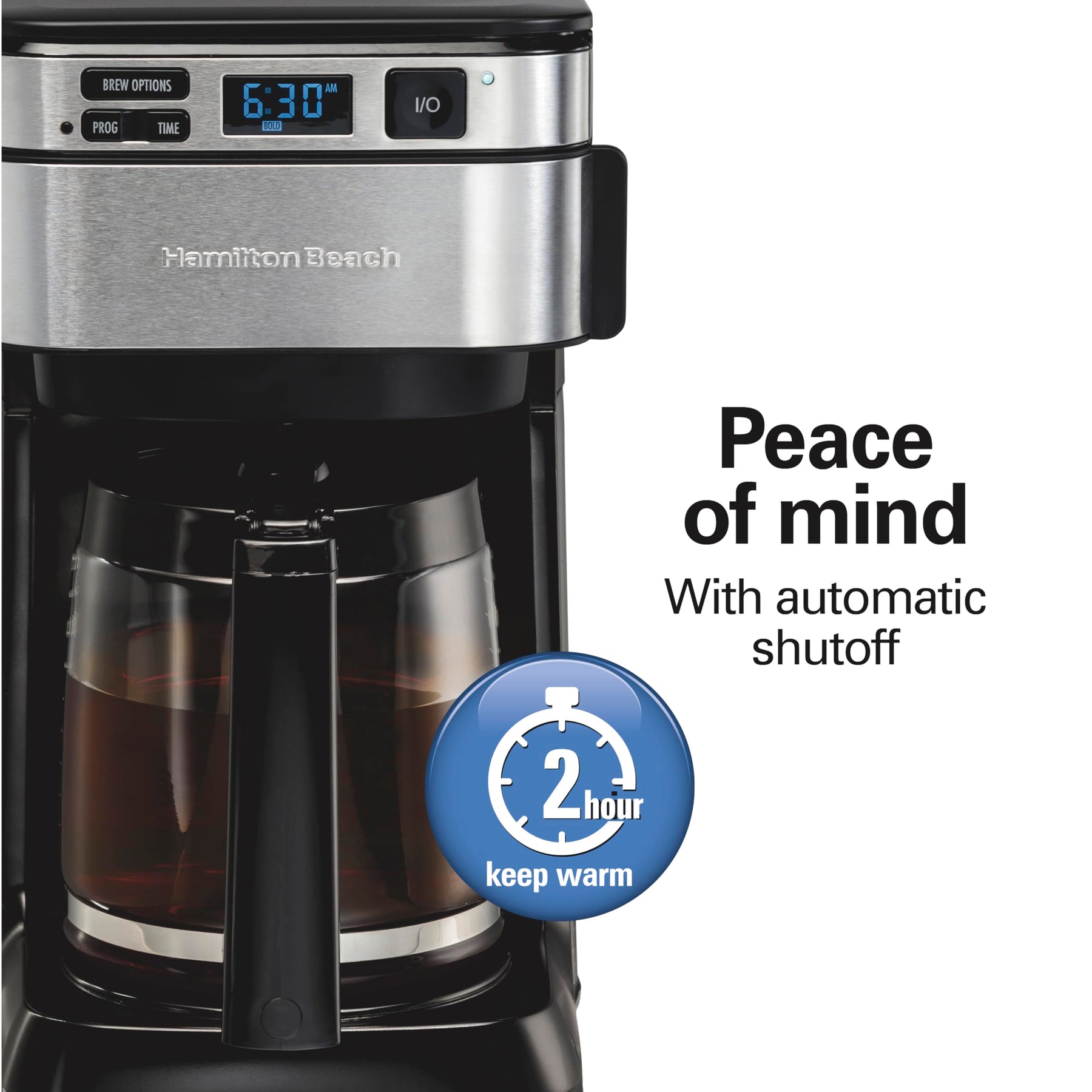 Hamilton Beach Programmable Coffee Maker, 12 Cups, Front Access Easy Fill, Pause & Serve, 3 Brewing Options, Black (46310)