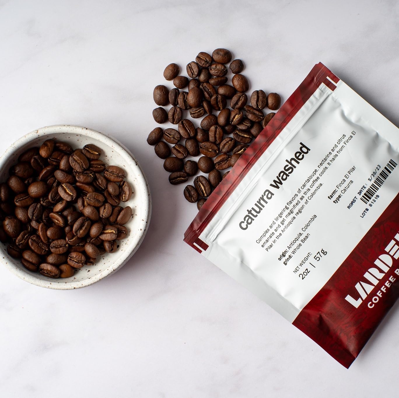 Try an Assortment of Fresh Beans from Lardera Coffee Roasters: 4 x 2oz nitrogen-flushed bags = 8 ounces of fresh coffee