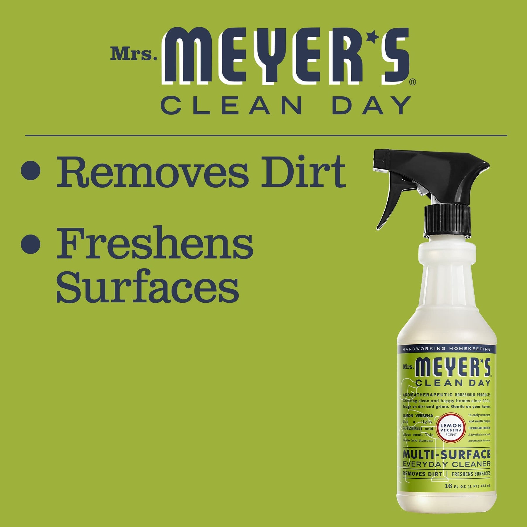 MRS. MEYER'S CLEAN DAY All-Purpose Cleaner Spray, Cruelty Free Formula, Lemon Verbena, 16 fl. oz - Pack of 3