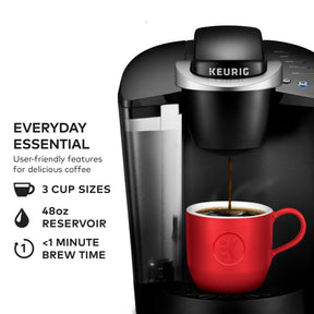 Keurig K-Classic シングルサーブ K-Cup ポッドコーヒーメーカー、3種類の抽出サイズ、48オンスの取り外し可能なリザーバー、ブラック