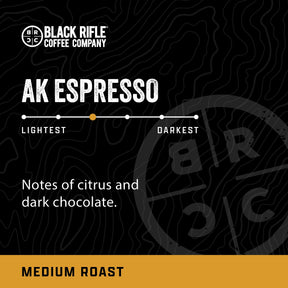 Black Rifle Coffee Company, AK-47 Espresso,100% Arabica Coffee,Colombian Supremo Roasted Dark, Whole Bean 12 oz Bag