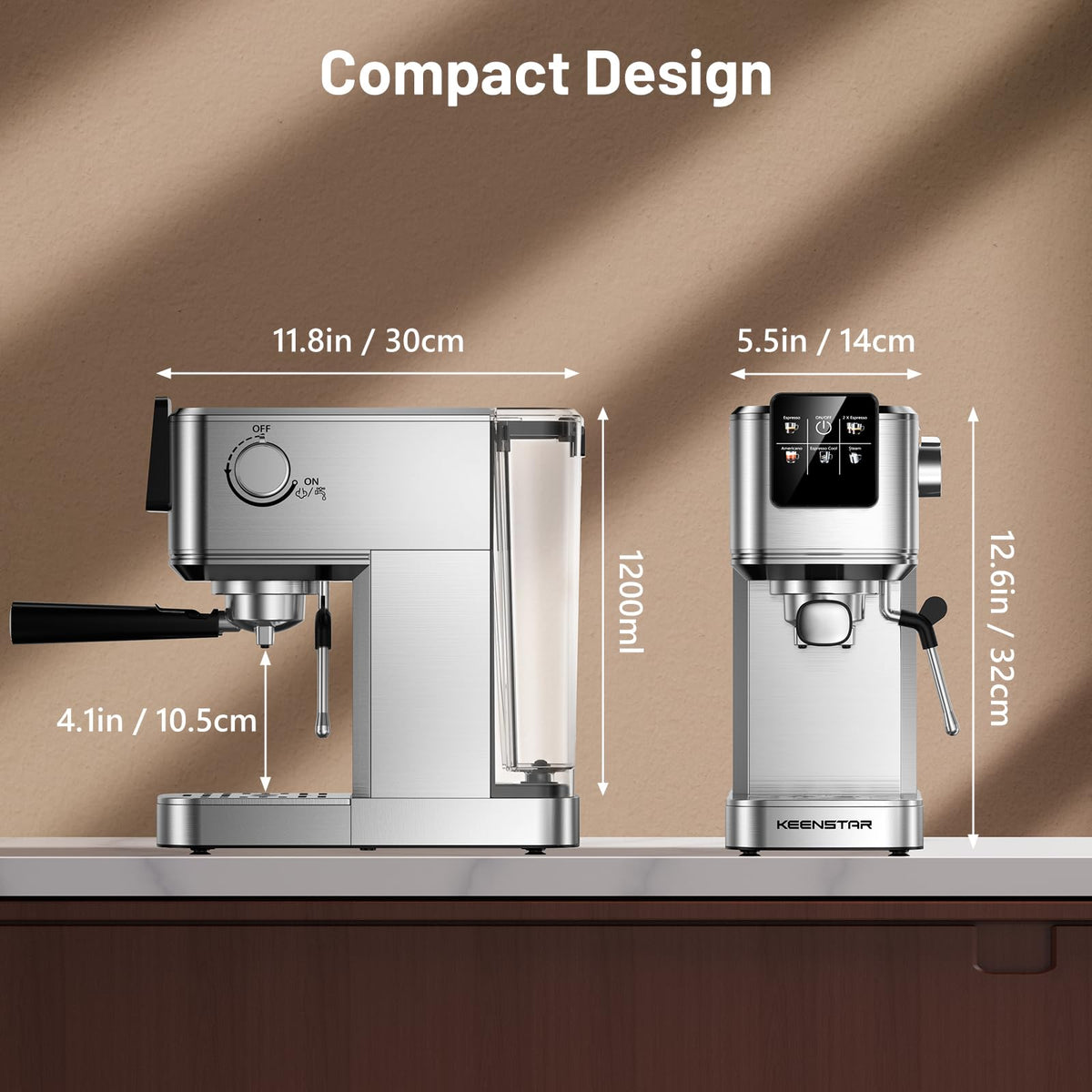 KEENSTAR Espressomaschine 20 Bar, Heiß- und Eiskaffeemaschine mit Rapid Cold Brew, Espressomaschine mit Dampfstab, Touchscreen mit 1000 ml Wassertank für Latte, Cappuccino, Geschenk für Kaffeeliebhaber