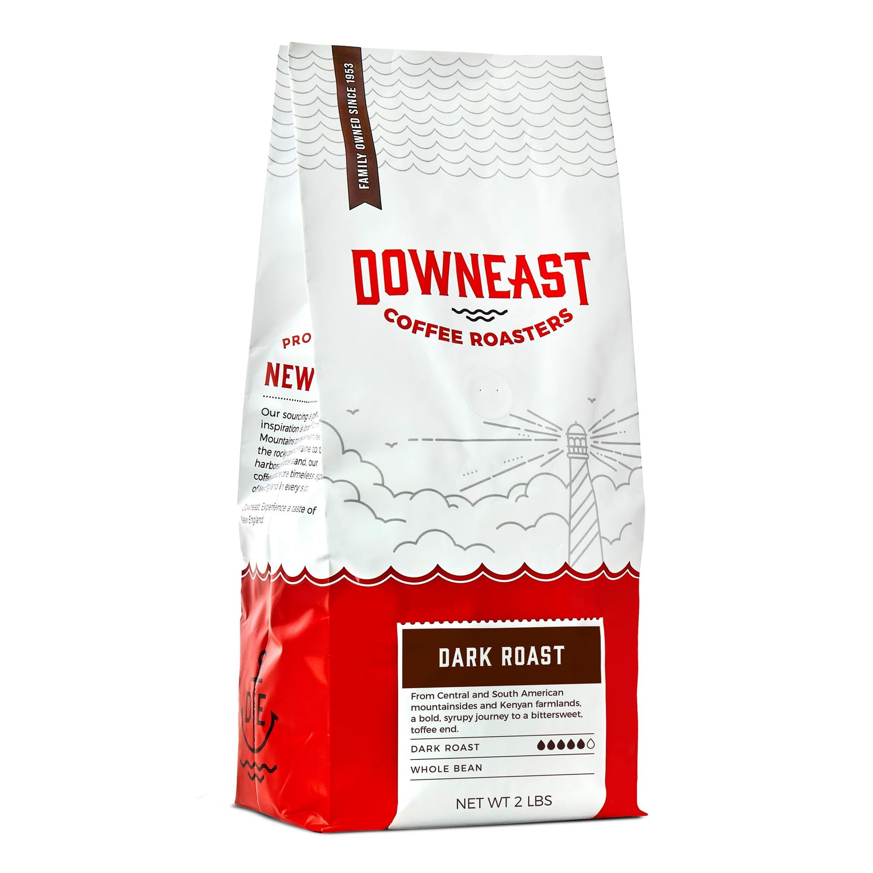 Downeast Coffee Roasters Kaffeebohnen – dunkle Röstung, 100 % Arabica-Kaffee – kräftige, sirupartige, bittersüße Toffee-Noten – Kenia, Hochland Mittel- und Südamerikas (2-Pfund-Beutel)