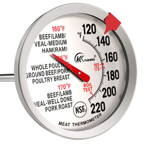 KT THERMO Fleischthermometer zum Kochen – NSF-zertifiziertes Kochtemperaturthermometer mit Sofortanzeige, ofenfest, wasserdicht, 2,5-Zoll-Zifferblatt, 5 Zoll lange Sonde für Geflügel, Braten, Backen, Grillen