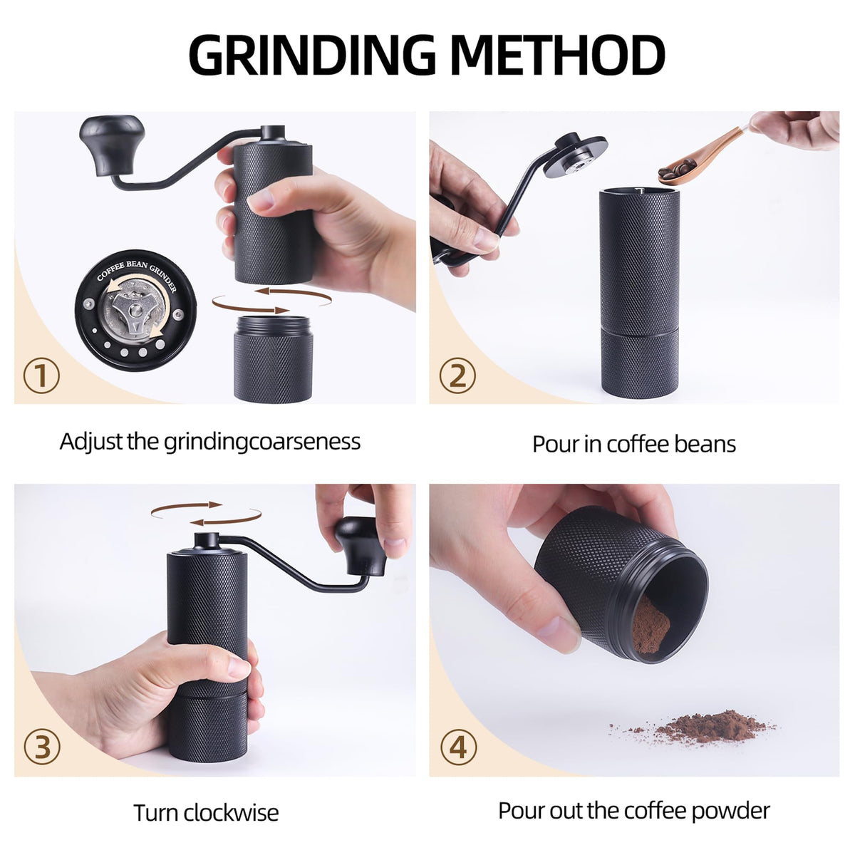 TRINIDa Manual Coffee Grinder, Premium 420 SUS CNC 38mm Stainless Steel Burr Coffee Bean Grinder, Adjustable Small Burr Coffee Bean Grinders for Camping and Travelling