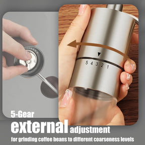 EZLucky Portable Manual Coffee Grinder - Conical Burr with 5 Adjustable Settings for Smooth Grinding, Perfect for Espresso Enthusiasts at Home, Office, or Camping