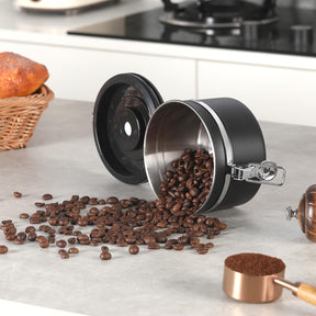 malmo Kaffeedose, luftdichter Kaffeebehälter mit Deckel mit Datumsanzeige, Edelstahldose zur Aufbewahrung von Lebensmitteln in der Küche, 250 ml, schwarz (22, Zylinder, 1, KF) (BK 250 ml)