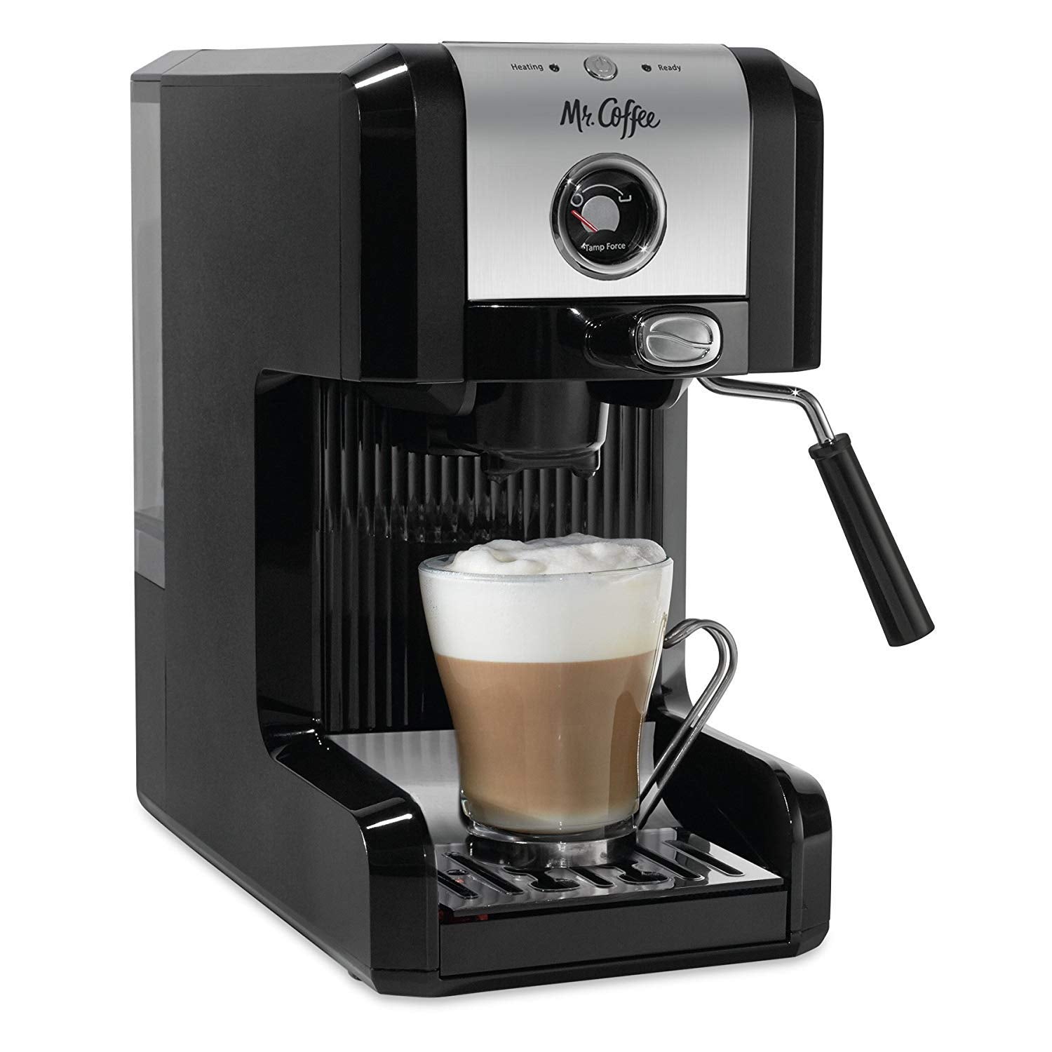 Mr. Coffee Easy Maker | Authentische Pump-Espressomaschine, 6-teilig, Chrom/Schwarz