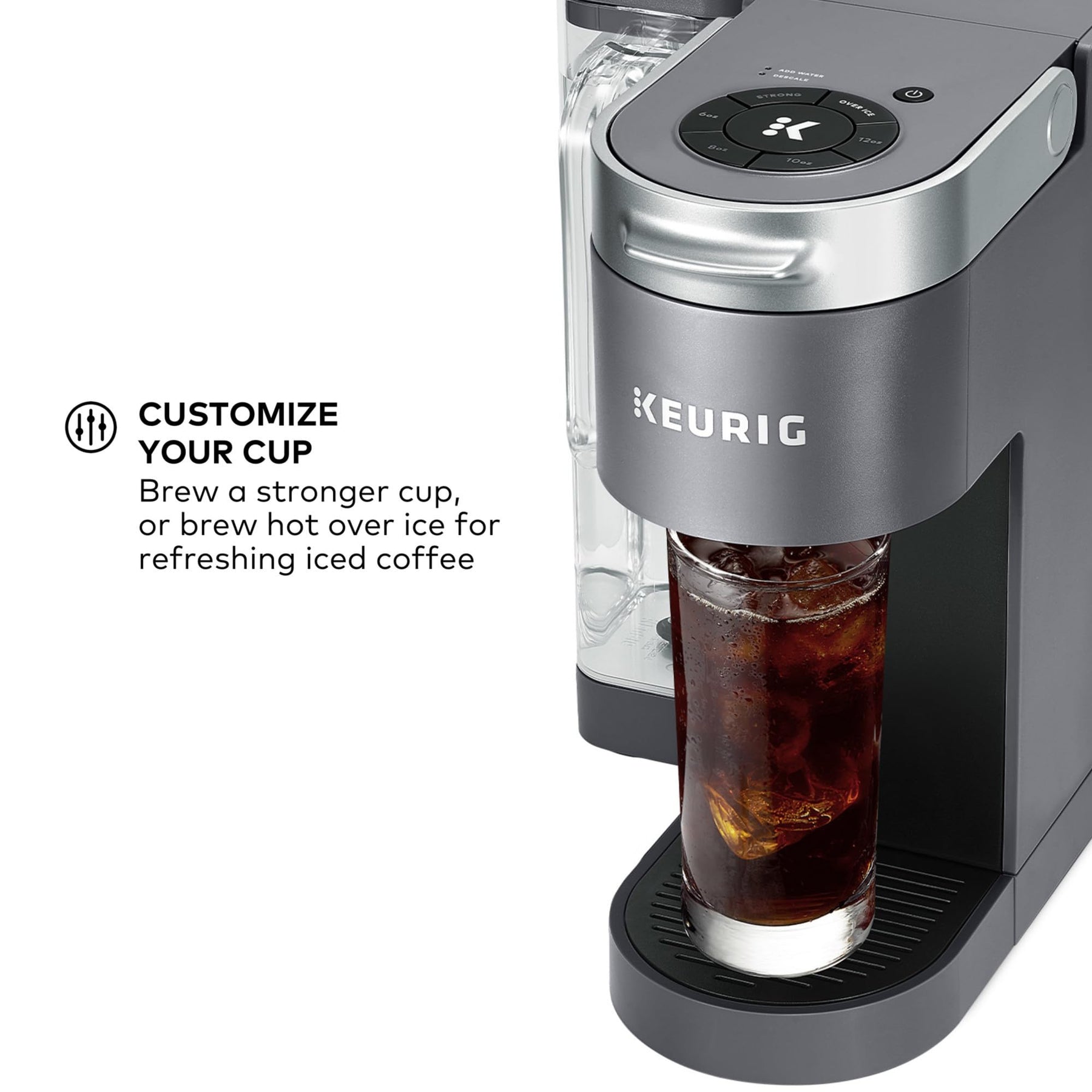 Keurig K-Supreme シングルサーブ K-Cup ポッドコーヒーメーカー、マルチストリームテクノロジー、4 種類の抽出サイズ、66 オンスのデュアルポジション取り外し可能リザーバー、グレー