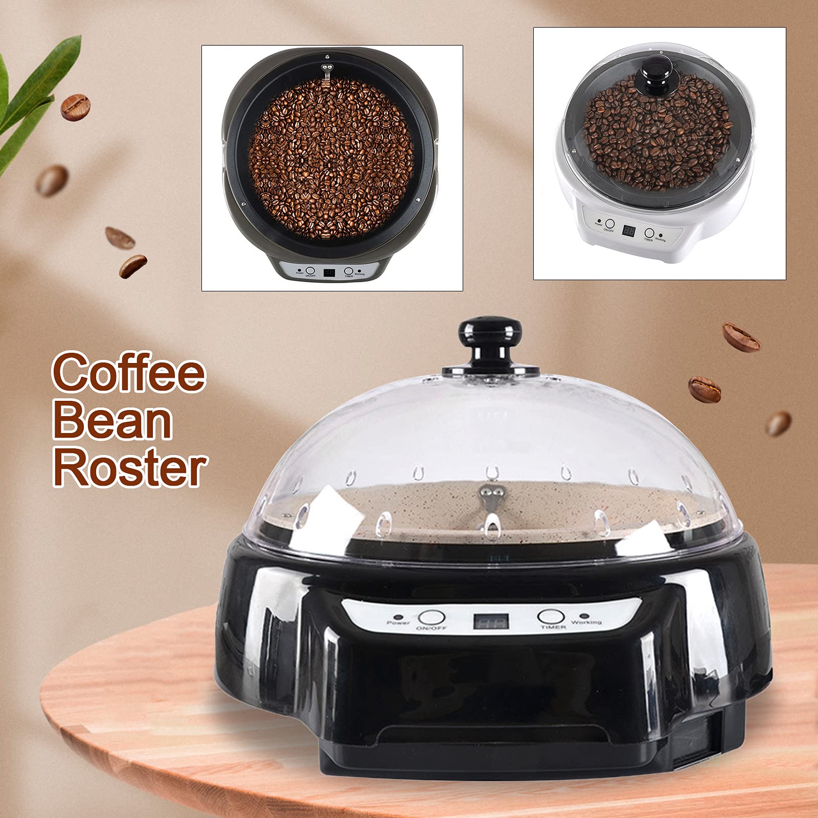 Unnsiapit Coffee Bean Roaster, 500W Electric Coffee Roaster Machine Commercial Bean Roasting Machine Coffee Maker Grinder for Nut Bean Soybean Home, 350g/0.77lbs, Time Control