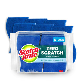 Scotch-Brite Zero Scratch Scrub Sponge, 6 Küchenschwämme zum Reinigen rund ums Haus, Bad und mehr, kratzfreier Geschirrschrubber, für viele Oberflächen geeignet, am besten für antihaftbeschichtete Töpfe und Pfannen