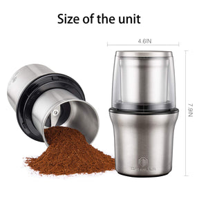 DR MILLS DM-7412M Stainless Steel Electric Dried Spice and Coffee Grinder,2 in 1 Wet and Dry, Removable Cups, Dishwasher Safe