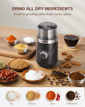 SHARDOR Adjustable Coffee Bean Grinder Electric, Herb/Spice Grinder, Espresso Grinder with 1 Removable Stainless Steel Bowl, Matte Black