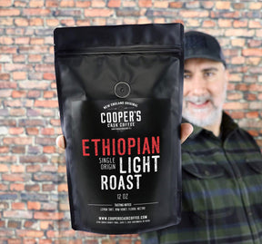 Ethiopian Bold Light Roast Coffee, Gourmet Single-Origin Coffee Beans from Ethiopia, Whole Bean, 12oz Bag