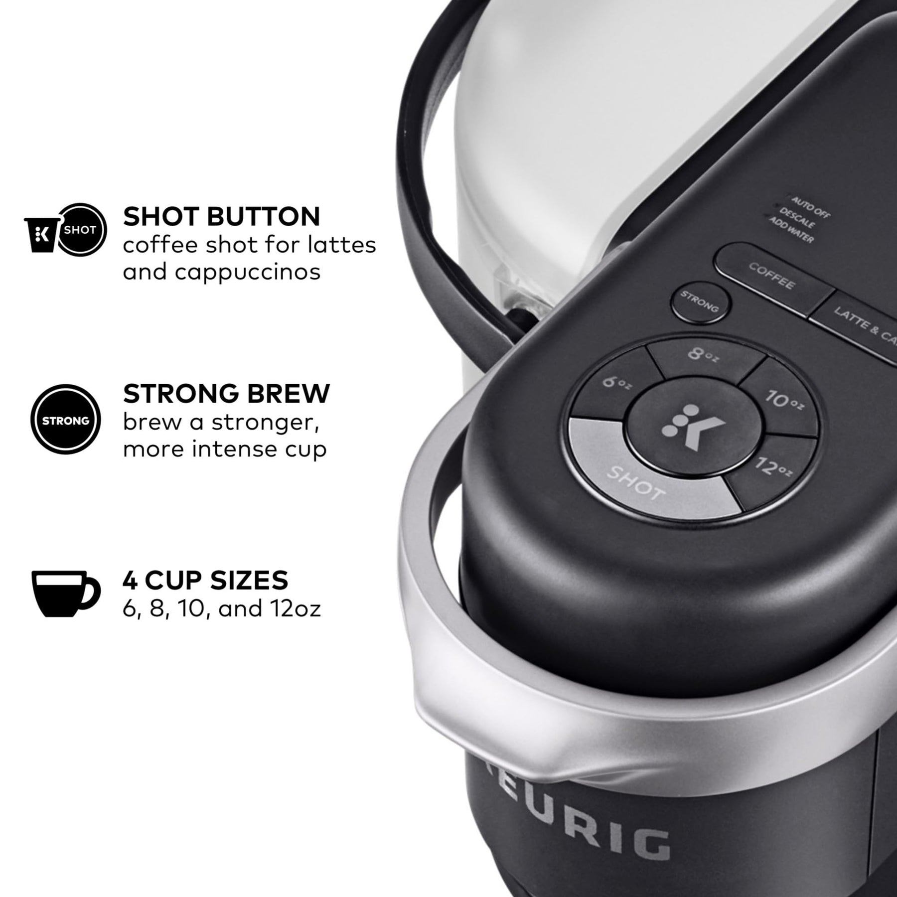 Keurig K-Cafe K-Duo Kaffee-, Latte- und Cappuccinomaschine für Einzelportionen, dunkle Anthrazit