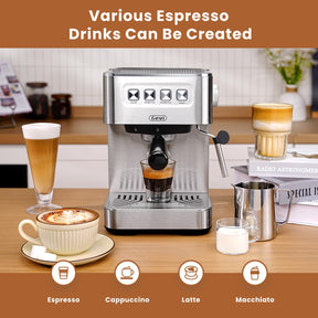 Gevi 20 Bar Espresso Machine High Pressure with Milk Frother Steam Wand,Compact Super Automatic Espresso Machines,Cappuccino,Latte Maker for Home,Stainless Steel Espresso Maker, Gift for Dad or Mom