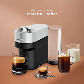 Nespresso Vertuo Pop+ デラックス コーヒー＆エスプレッソ マシン (De'Longhi 製)、120 ボルト、シルバー