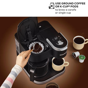 Keurig K-Duo シングルサーブ K-Cup ポッド &amp; カラフェ コーヒーメーカー、複数の抽出サイズ、60 オンスの取り外し可能なリザーバー、プログラム可能な自動抽出カラフェ、(第 1 世代)、ブラック