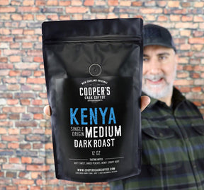 Kenya AA Medium Dark Roast Coffee Beans, Single Origin Whole Bean Coffee, Full Bodied Gourmet Coffee - 12 oz Bag