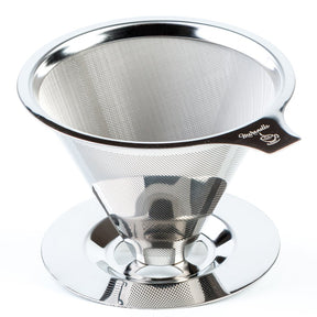 Maranello Caffé Pour Over Coffee Dripper Stainless Steel Reusable Drip Cone Coffee Filter Portable Pour-Over Coffee Maker Paperless Metal Fine Mesh Strainer Coffee Pourover Brewer Camping Coffee Maker