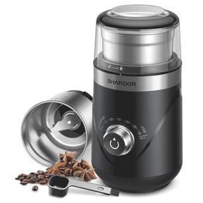 SHARDOR Adjustable Coffee Bean Grinder Electric, Herb/Spice Grinder, Espresso Grinder with 1 Removable Stainless Steel Bowl, Matte Black