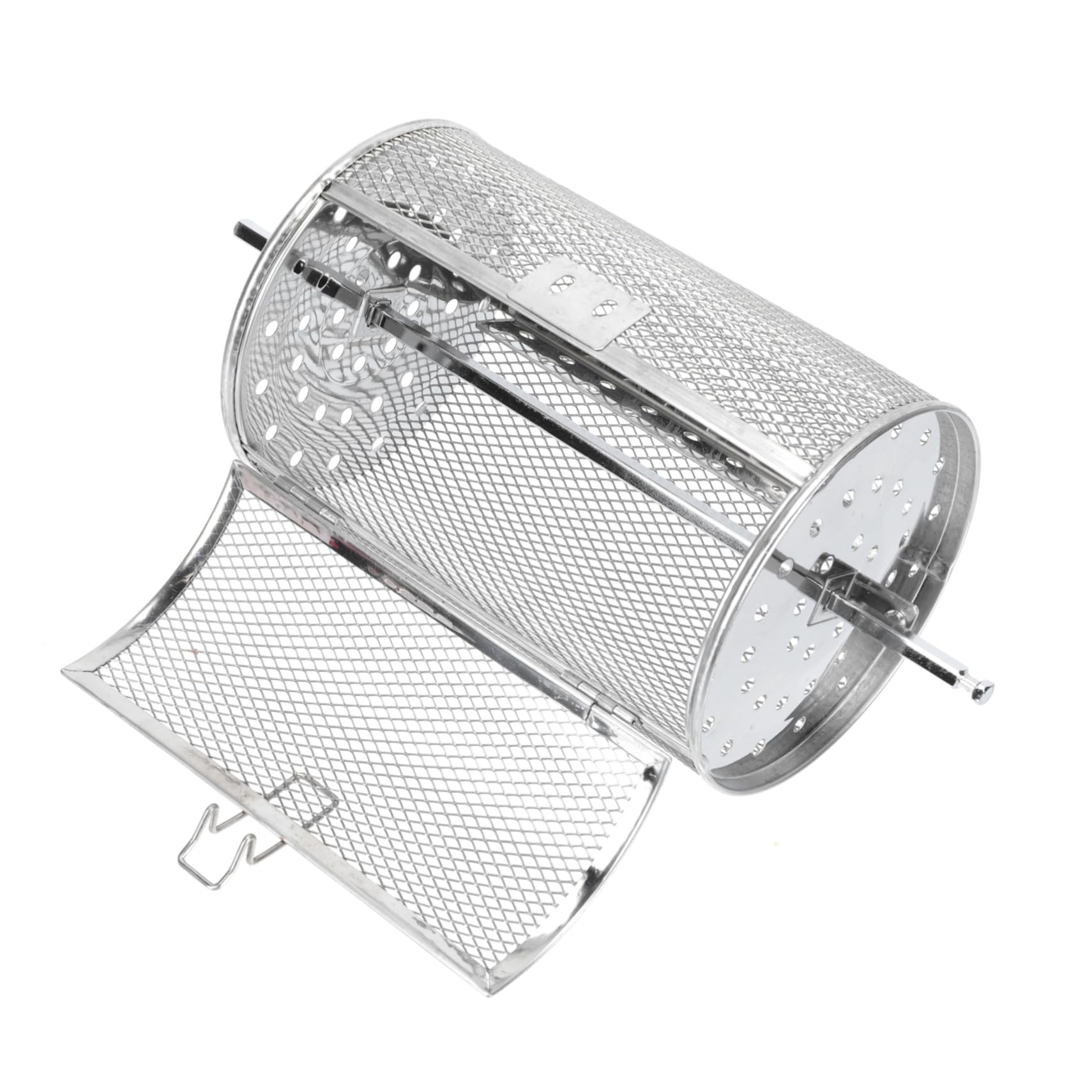 ANDRESLAD 1set Stainless Steel Rotating Cage Coffee Bean Roaster Drum Basket Roaster Oven Grilling Cooker Baking Tool for Nuts Rotisserie Pan Air Fryer Rotary Grill Cage with Shaft Silver