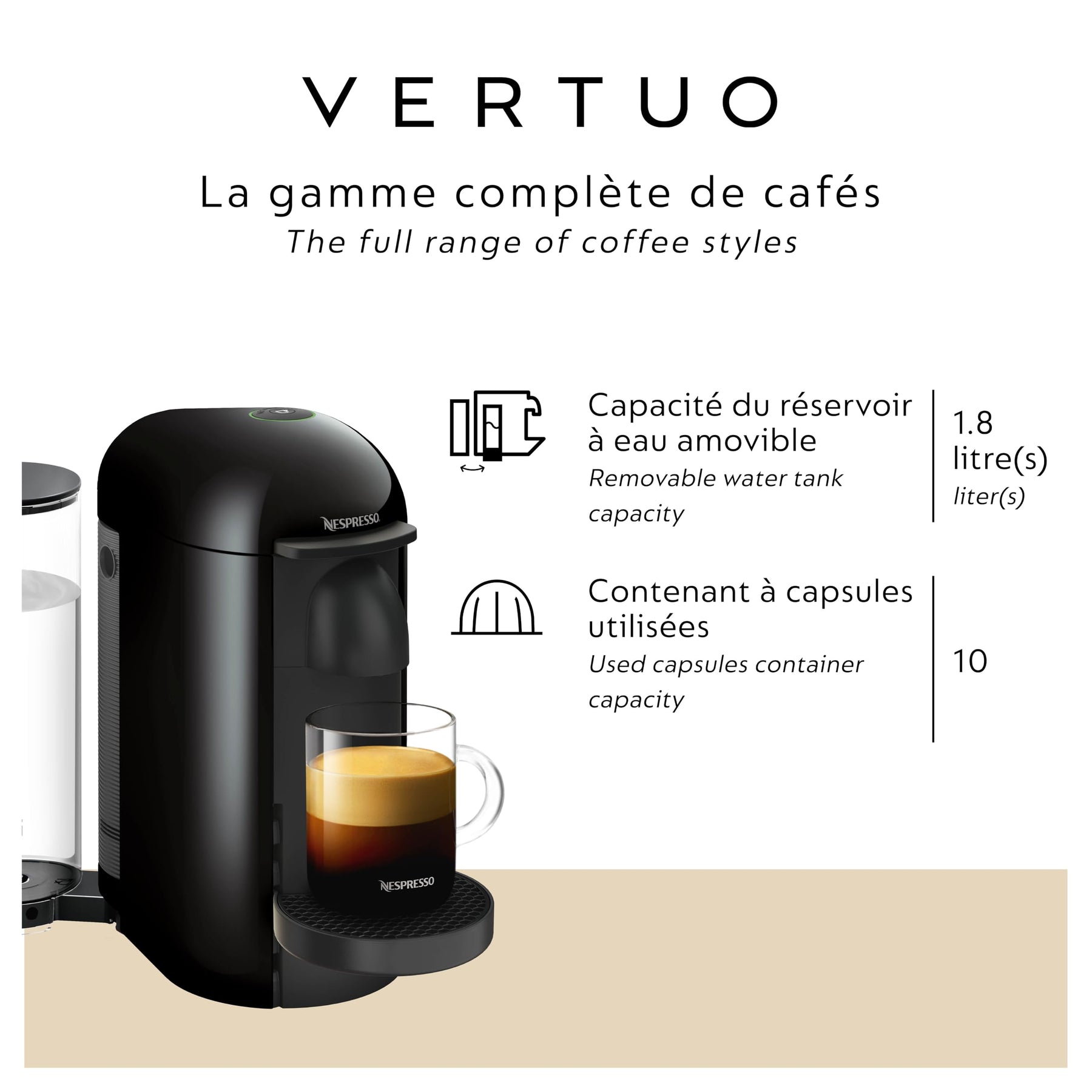 Nespresso Vertuo Plus Kaffee- und Espressomaschine von Breville, Tintenschwarz