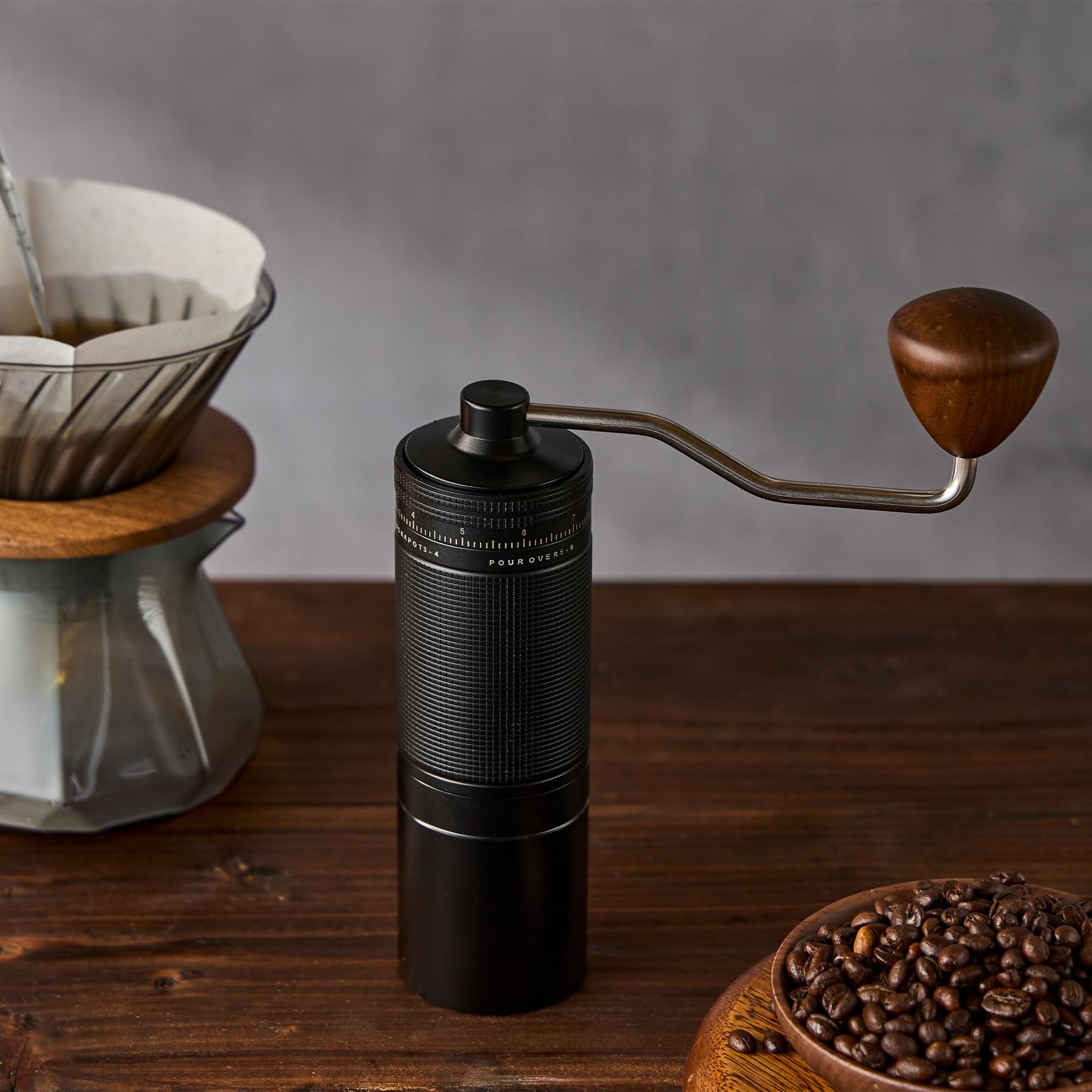 Zalnuuk Z30 Manuelle Kaffeemühle mit 7-Sterne-Mahlwerk aus Edelstahl, Handkaffeemühle für French Press, Mokka, Espresso, extern verstellbares Design, Positionierung mit drei Lagern, schwarz, 20 g