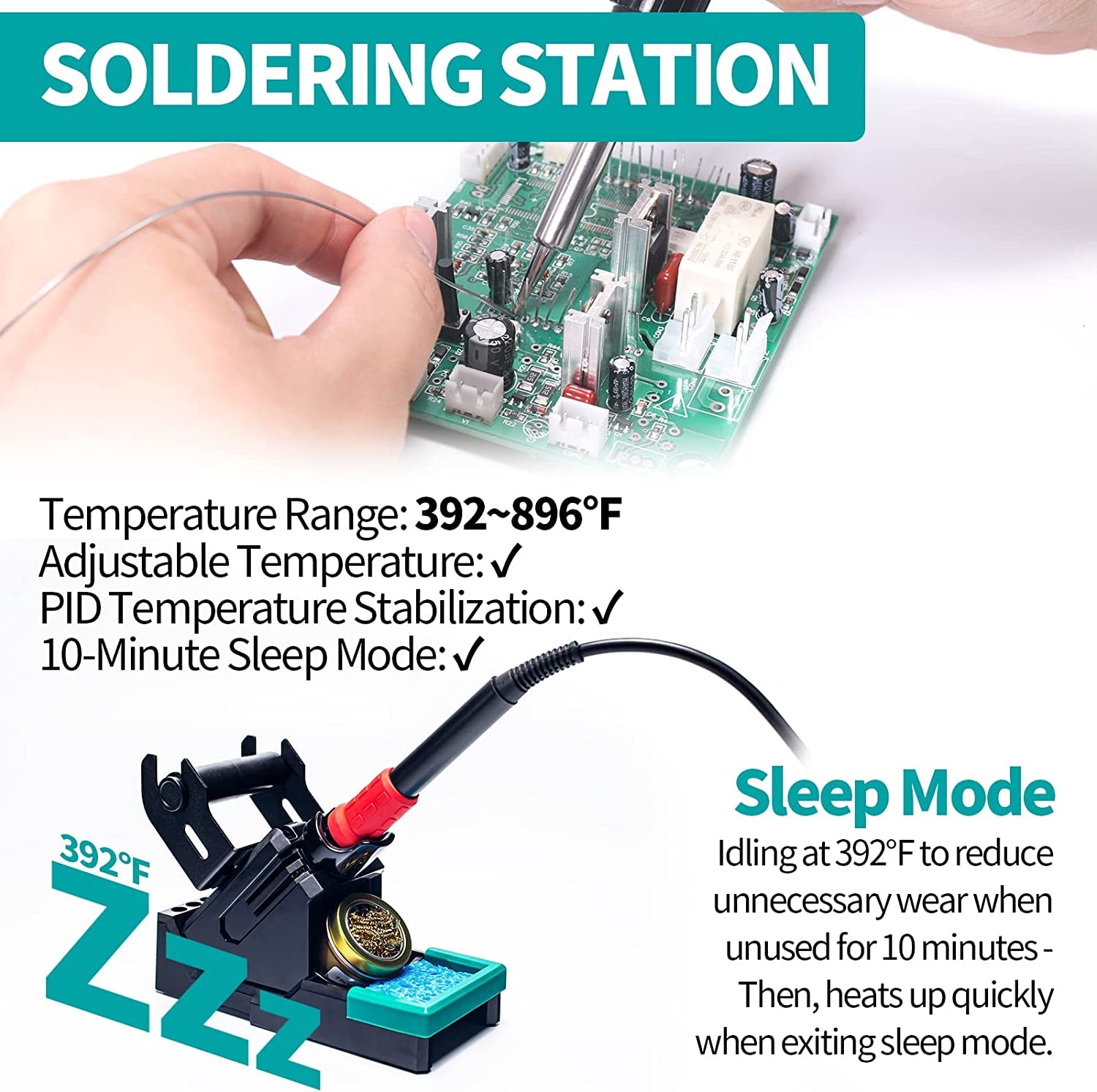 YIHUA 948DQ-III 2-IN-1 Solder Fume Extractor Fan 110W Soldering Station Kit Smoke Absorber Tiltable Angle Temp Display w Helping Hands Iron Holder Extra 3 Iron Tips 8 Filters 35g Lead-Free Solder Wire