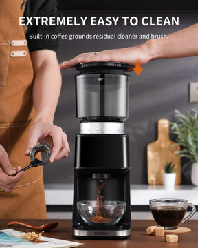 SHARDOR Conical Burr Espresso Coffee Grinder Electric with Precision Timer 2.0, Touchscreen Adjustable Burr Mill with 51 Precise Settings for Home Use, Anti-static, Stainless Steel