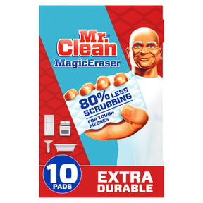 Mr. Clean Magic Eraser, extra langlebig, Mehrzweckreiniger, Schuh-, Badezimmer-, Dusch- und Autofenster- und Windschutzscheibenreiniger, Reinigungspads, 10 Stück